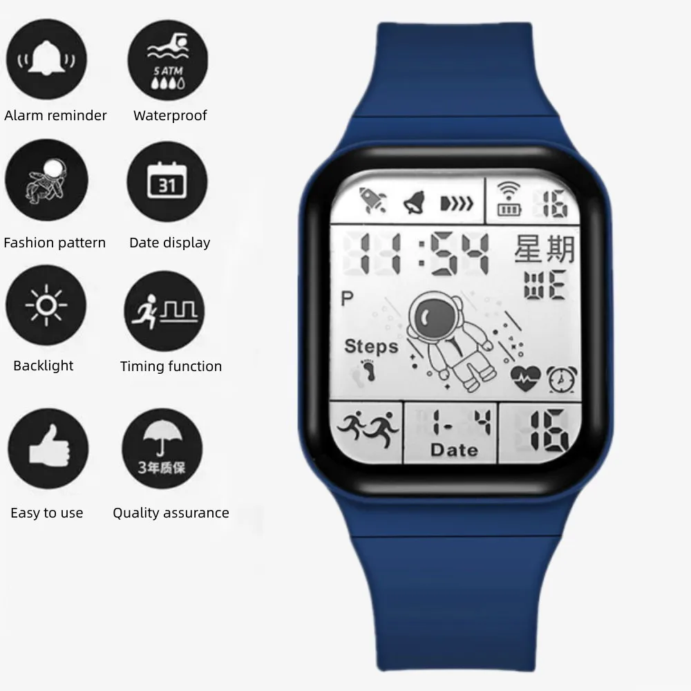 Men Women Multifunctional Smart Watch Waterproof Date Clock Stopwatch Electronic Watches Big Dial Digital Girl Boy Student watch