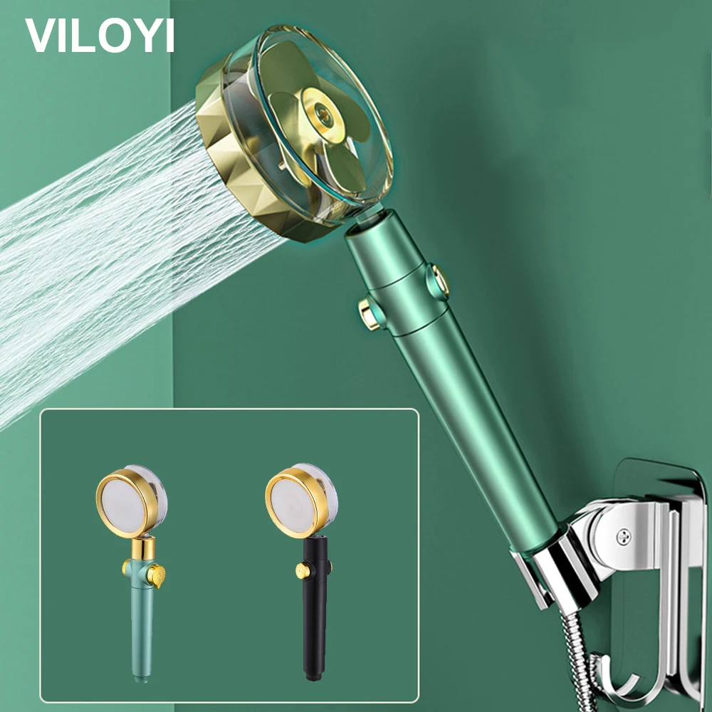 

VILOYI Handheld High Pressure Shower Head Turbo Charged Spinning 360 Degrees Showerheads Water Saving Bathroom Filter Nozzle
