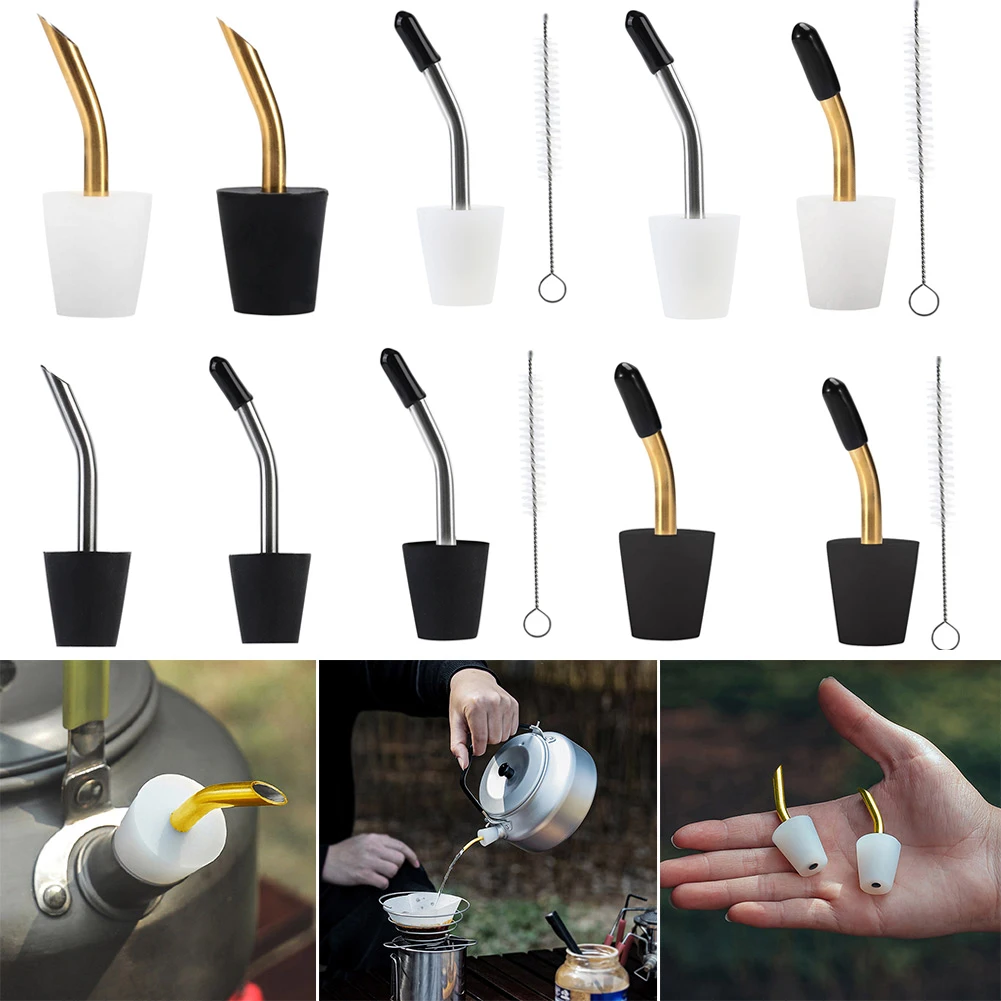 Stainless Steel Coffee Extension Tube Stainless Steel Kettle Spout Hand Drip Filter Portable Food Grade Silicone for Backpacking