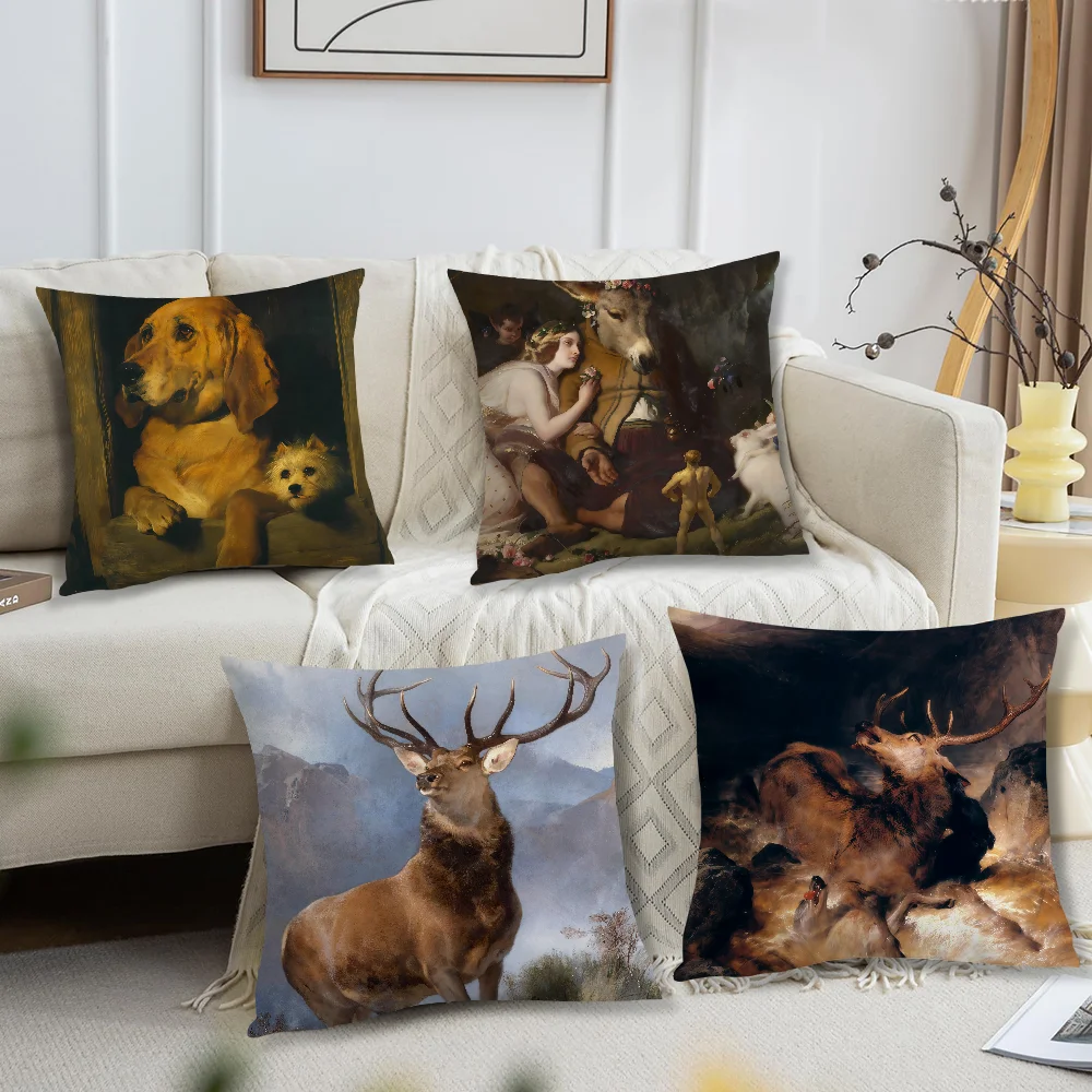 Фото Чехол для подушки Painter E-Edwin L-Landseer с принтом, для украшения дивана, дома, автомобиля, комнаты, кофейни, офиса, в скандинавском стиле, минимализм №1
