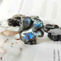 natural stones labradorite squirrel polished quartz crystal carving gemstones healing reiki decoration