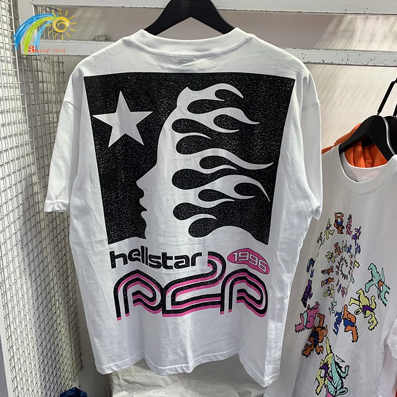 

Классическая Повседневная модная футболка Hellstar для мужчин и женщин, Высококачественная хлопковая белая футболка, футболка большого размера, уличная одежда