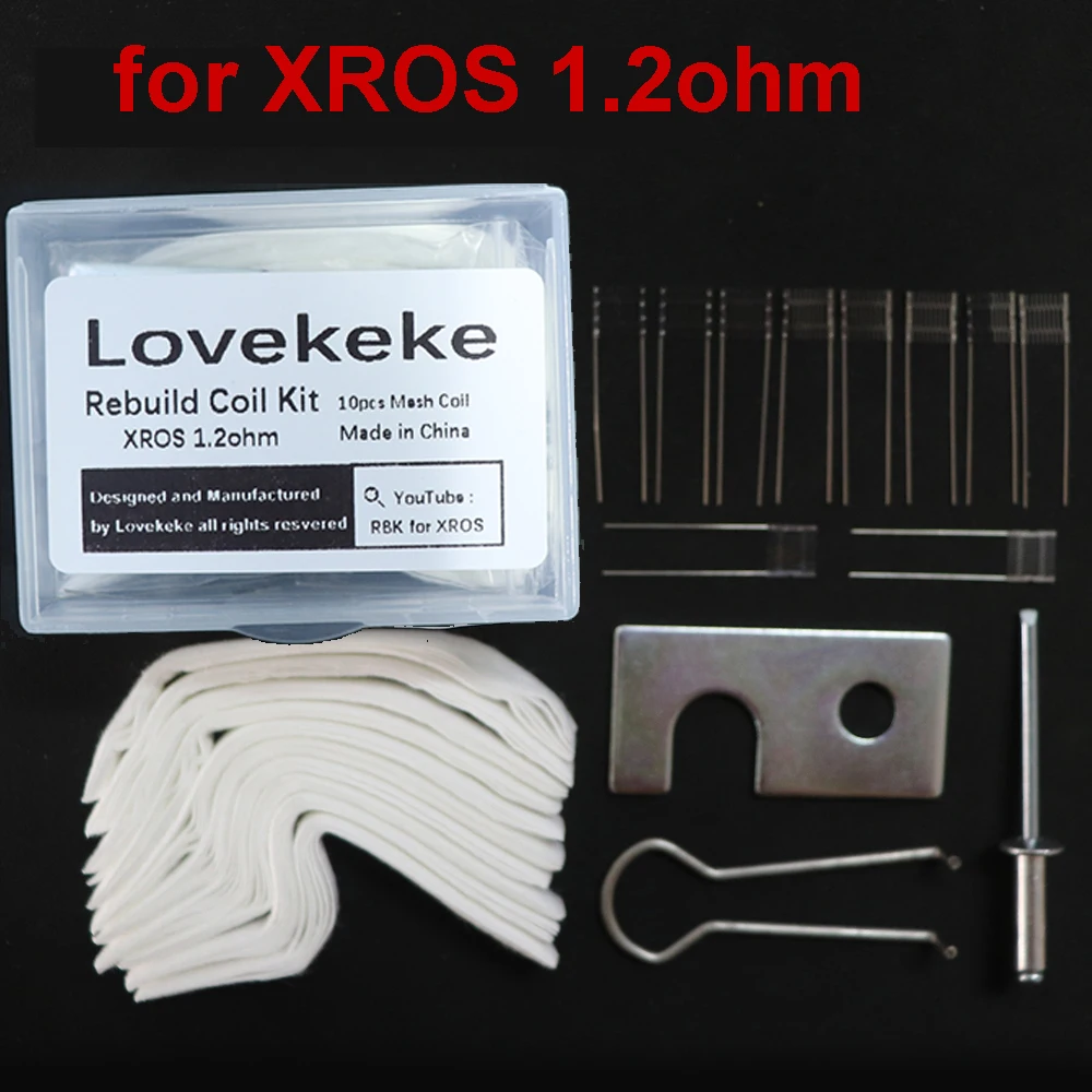 

1 Box Lovekeke DIY Tool Rebuild Coil Kit for OXVA XROS 0.8ohm 1.0ohm 1.2 Ohm A1 Ni80 Mesh Core Head