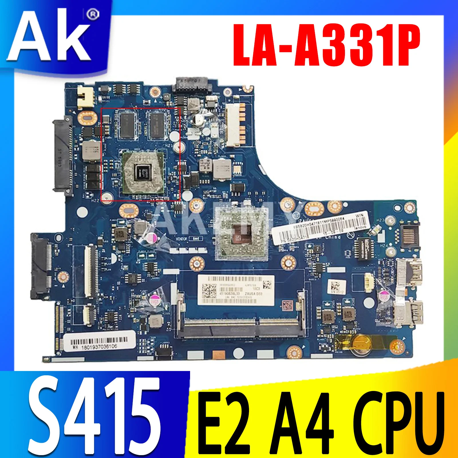 

LA-A331P Motherboard For Lenovo S415 LA-A331P Laotop Motherboard Mainboard with R5-M230 GPU A4-5000U A6-5200U AMD CPU