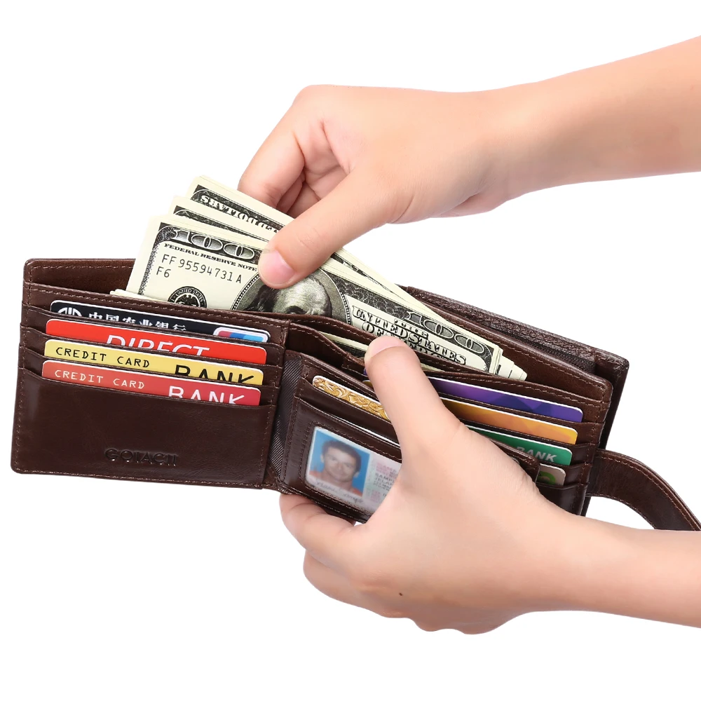 New Casual Men Wallet Short Slim Card Holder Genuine Leather Male Wallet Simple Zipper Purse Men's Purses