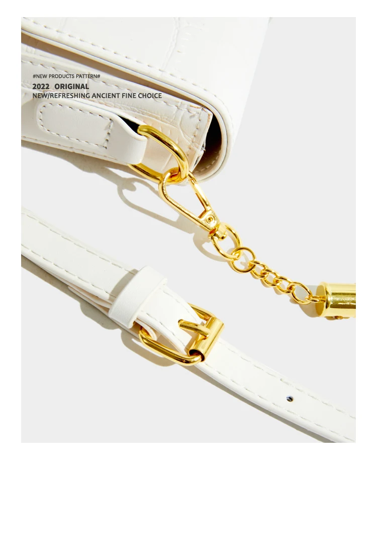 Elmsk 2022 French Style Fashion Elegant Messenger Bag Women Office Lady Chain Gold Buckle Leather Armpit Bag