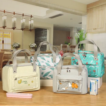 Multi Function breakfast box portable picnic travel Cooler lunch bag fashion ctue bags Women waterproof handbag Can Customized
