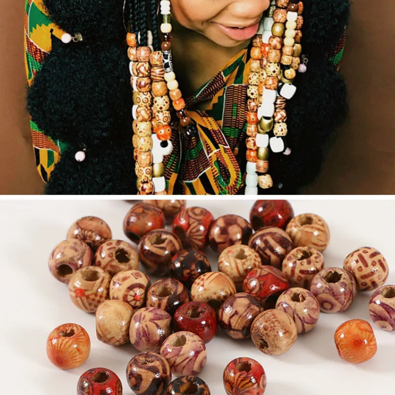 

100 PCs/bag Wooden Hair Braid Beads for Dreadlocks African Tubes Rings Dreadlock Accessories Hairpins 9*10mm Aperture: 3mm Hole