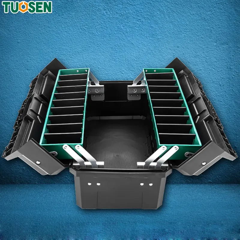 Tuosen Tool Box Profesional Hardware Tools Storage Three-layer Folding Portable Toolbox Complete Maintenance Household Boxes