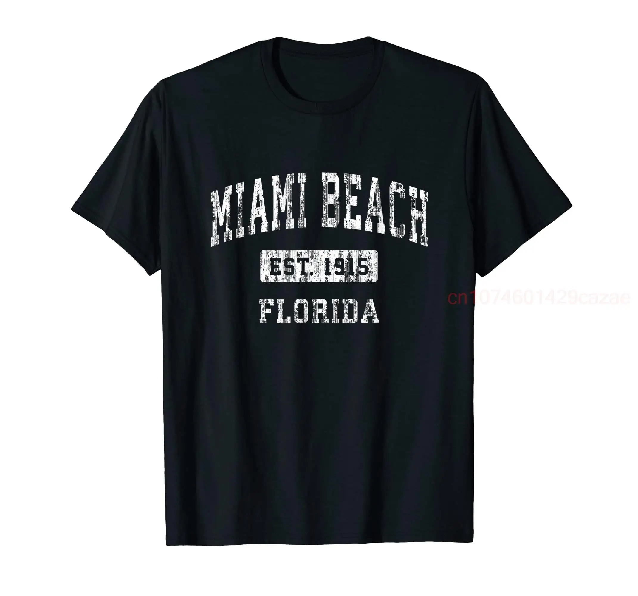 

100% Cotton Miami Beach Florida FL Vintage Established Sports Design T-Shirt MEN WOMEN UNISEX T Shirts Size S-6XL