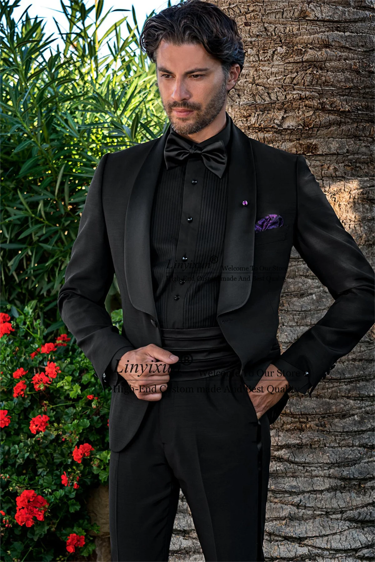 

Fashion Black Slim Fit Shawl Lapel Men Suits 2 Pieces Set Groom Wedding Tuxedos Business Male Prom Blazer Terno Masculino
