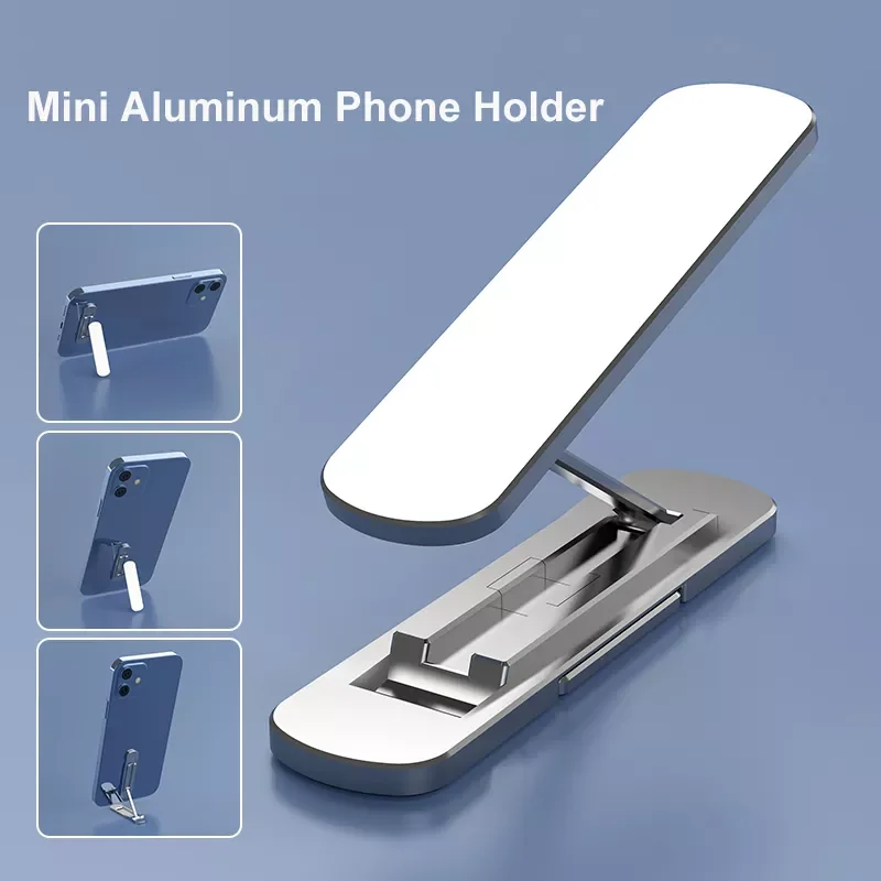 

Mini CellPhone Holder Universal Aluminum Portable Foldable Desk Bracket Mount Cradle Stand for iPhone 13 12 Pro Max Xiaomi Mi 11