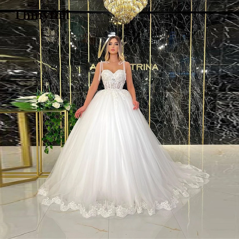 

2022 Королевское Кружевное Свадебное Платье трапециевидного силуэта с цветами, длинное пляжное платье принцессы для невесты, бальное платье,...