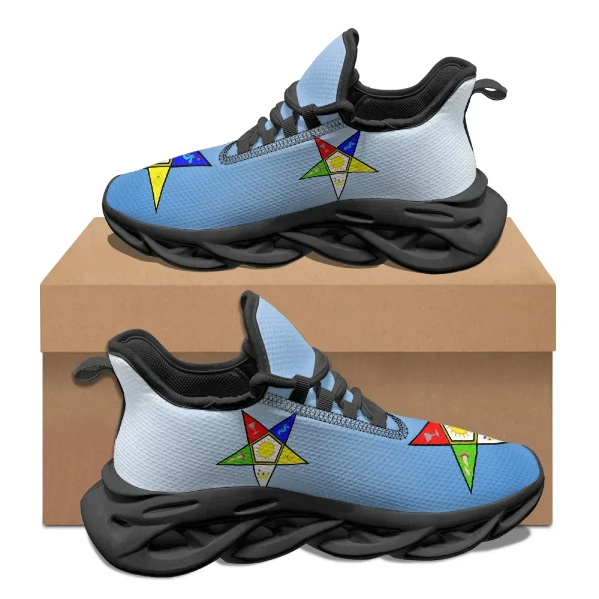 Фото Новые женские кроссовки Sky Blue Pentagram OES Pattern для пар, осенне-зимние, легкие, для работы, больницы, бега №2