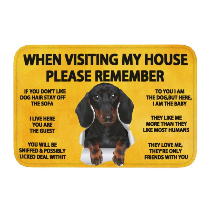 

Please Remember Dachshund Dogs House Rules Doormat Anti-Slip Kitchen Bathroom Mat Living Room Floor Door Entrance Carpet Rug