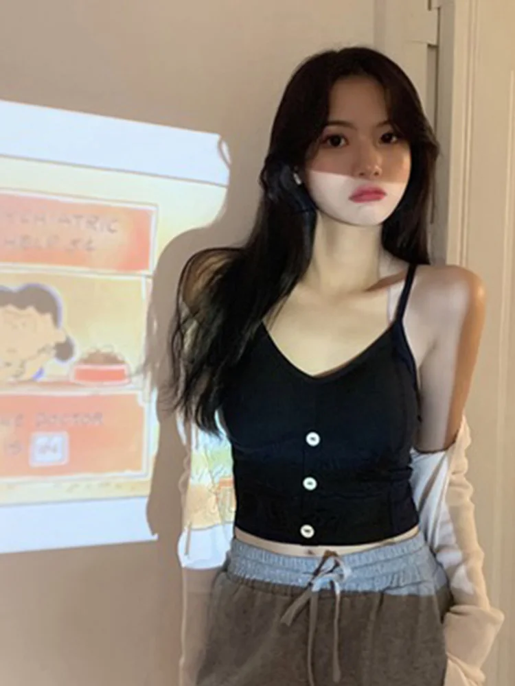 Женский трикотажный топ женский жилет на бретельках сексуальный вязаный