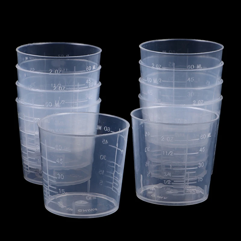 

10Pcs 60ML Plastic Graduated Measuring Cups Epoxy Resin Mixing Art Waxing Kitchen Beakers Liquid Pp Measure Jug Cup Container