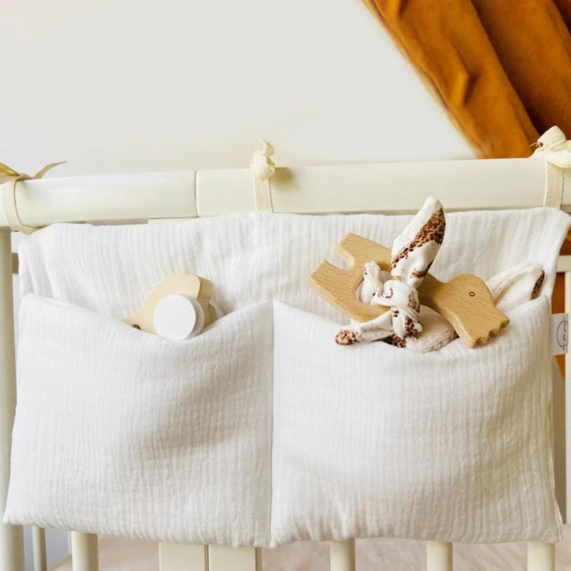 

Baby Bedside Storage Bag Baby Crib Organizer Hanging Bag for Baby Essentials Multi-Purpose Newborn Bed Hanging Diaper Toy Tissue