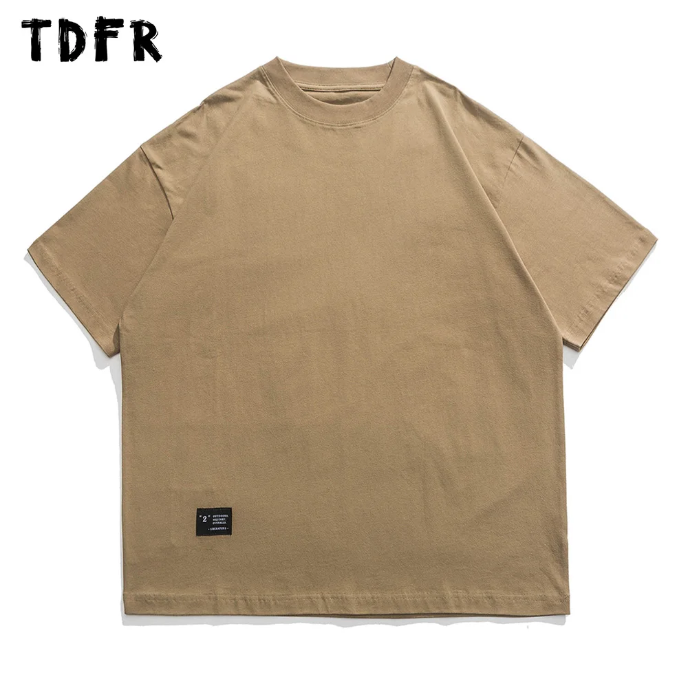 

Однотонная мужская футболка с коротким рукавом в стиле сафари, летняя Базовая свободная хлопковая Футболка с круглым вырезом и рукавом до локтя для мужчин