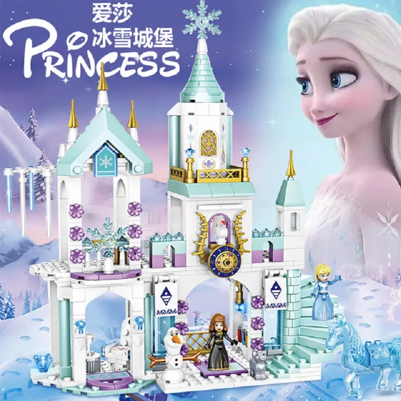 Disney Frozen  Dream Princess Elsa Ice Castle Princess Anna Set Building Model Blocks Gifts Toy Compatible with