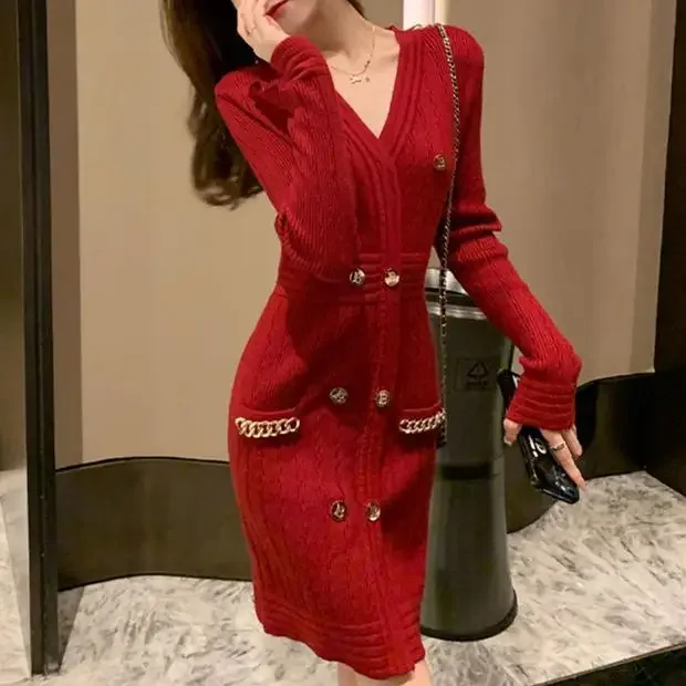 Твидовое женское осенне-зимнее вязаное платье чувственная ниша сладкая пряная