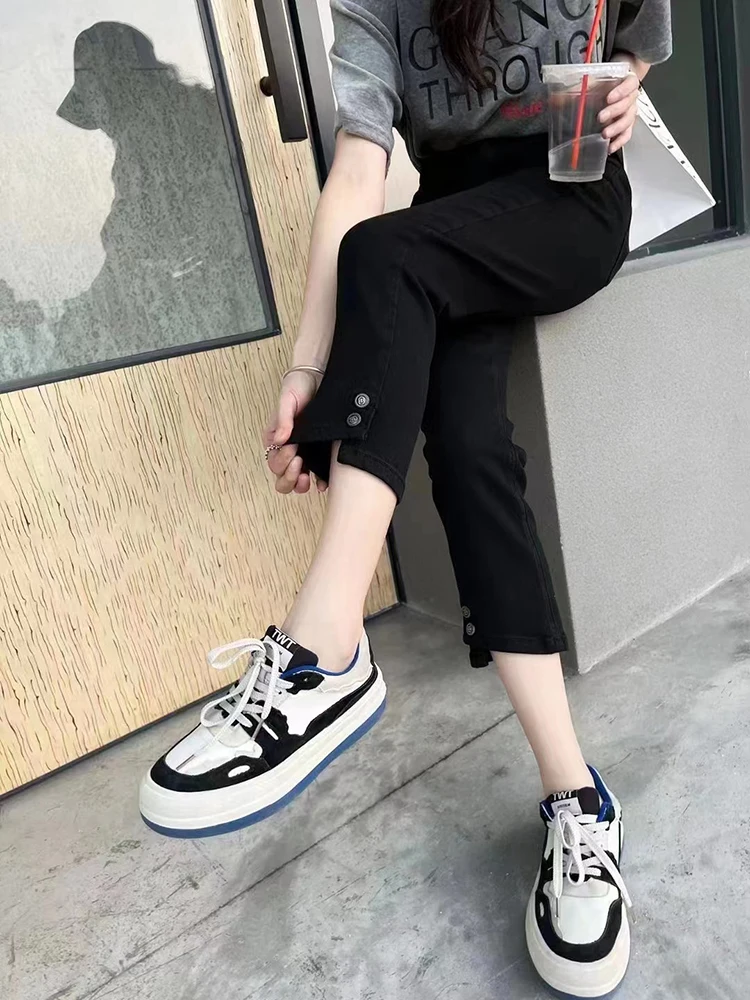 

Y2k Large Size Black Straight Leg Jeans Female Summer Thin 2023 New Small Fat Mm Thin Smoke Tube Pants 40-100kg