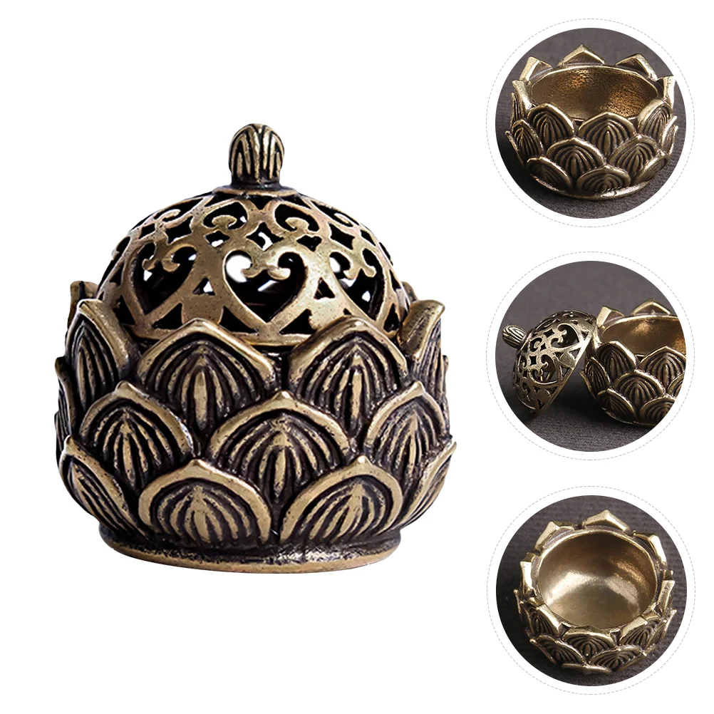 

Censer Burnerbowl Brass Mini Desktop Adornment Ash Small Aroma Ornament Copper Carved Retro Holder