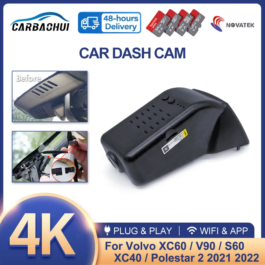 high quality HD 4K 2160P Easy to install Car Video Recorder Dash Cam Camera For Volvo XC60 V90 S60 XC40 Polestar 2 2021 2022