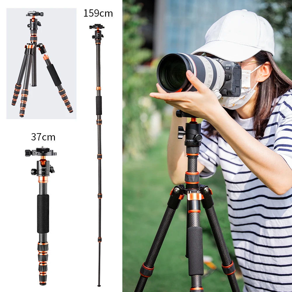 Фото K & F Concept штатив для камеры из углеродного волокна для цифровой зеркальной фотокамеры, портативный легкий штатив с панорамной шаровой головк... №2