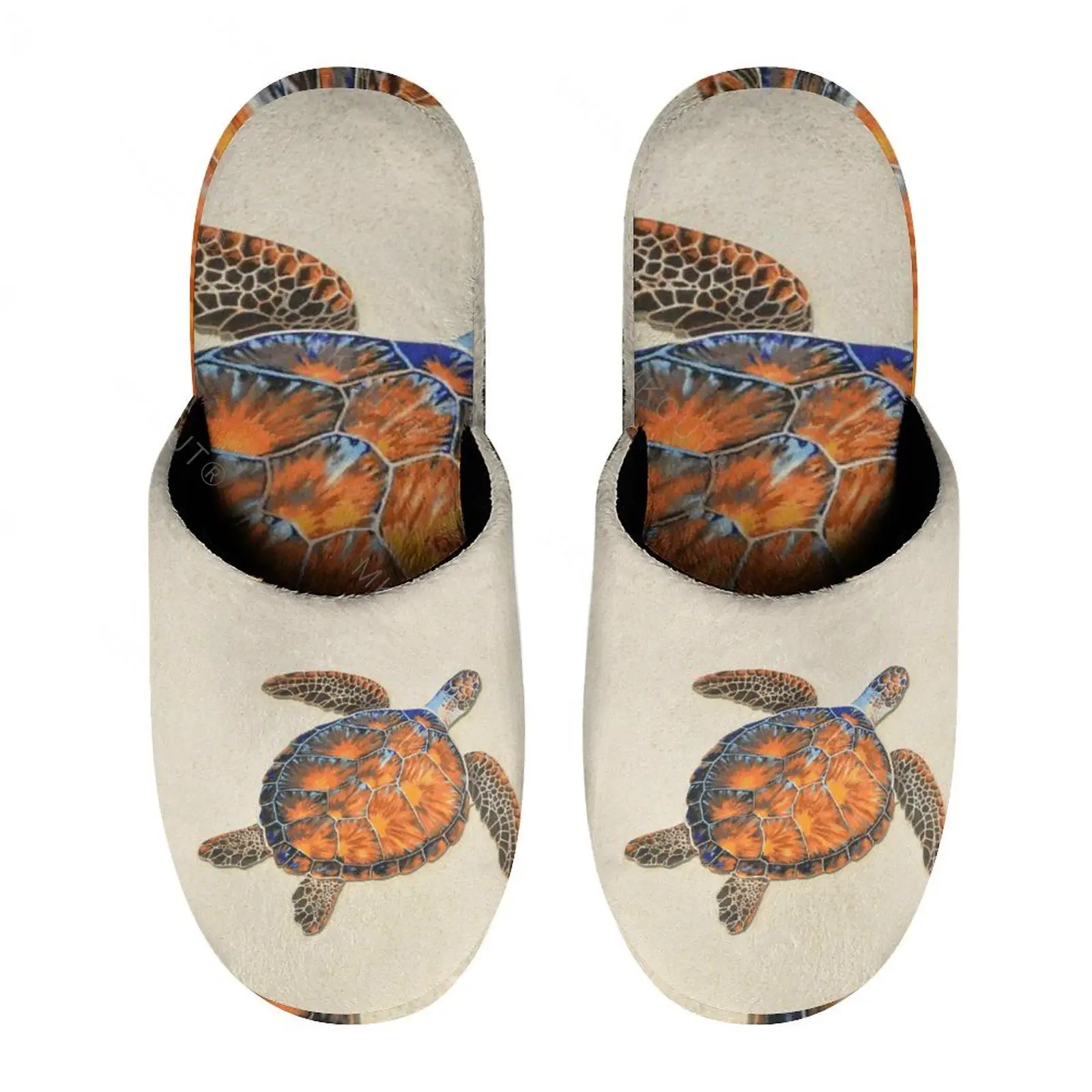 

Tribal Turtle (12) Warm Cotton Slippers For Men Women Thick Soft Soled Non-Slip Fluffy Shoes Indoor House Slippers Shoe