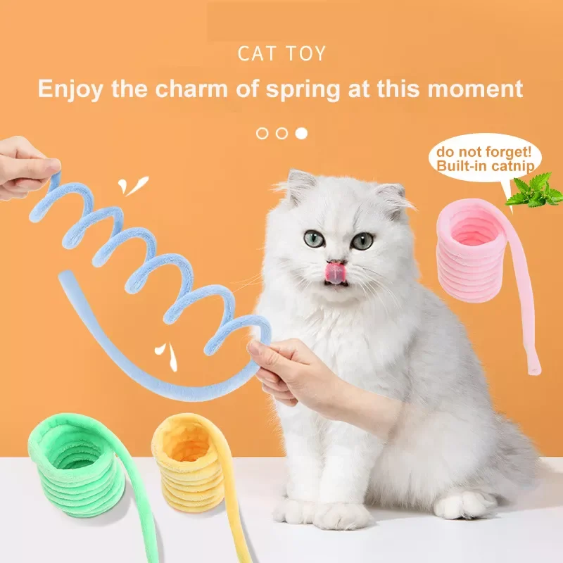 

2023NEW Supplies Cat Toys Plush Spring-shaped Soft Short Plush Toys Cat Mint Toy Catnip Pet Kitten Teeth Grinding Claws Thumb Bi