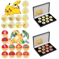 pokemon metal gold pikachu cards playing game display pok%c3%a9mon plated favorites commemorative coin collection childer toy gift