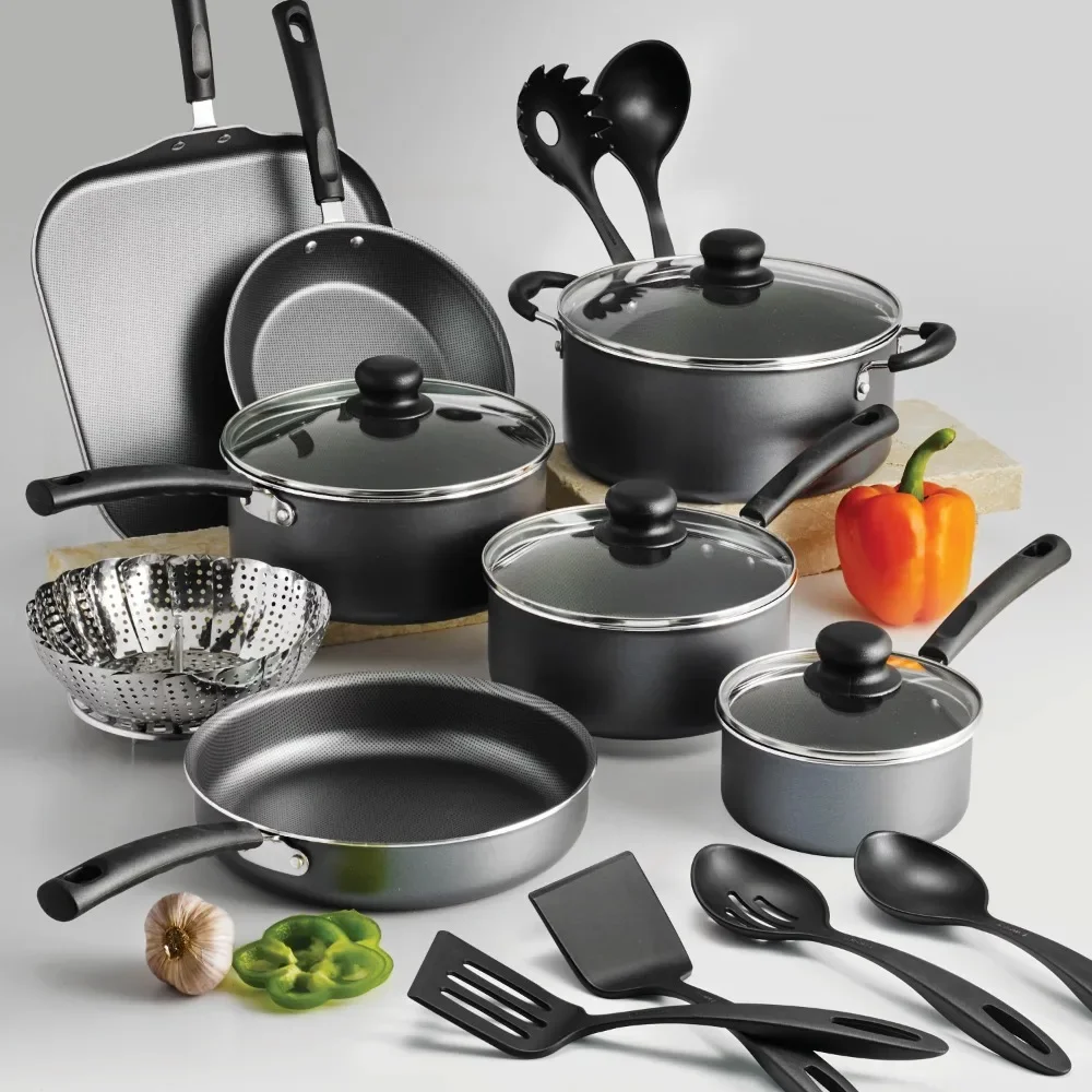 

Primaware 18 Piece Non-stick Cookware Set, Steel Gray
