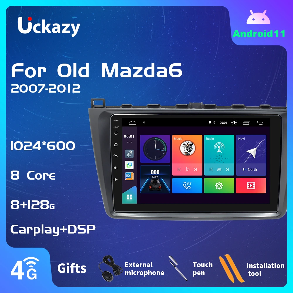 Автомобильный мультимедийный плеер Uckazy 2 din Android 11 для Mazda 6 2007 2008-2012 радио стерео