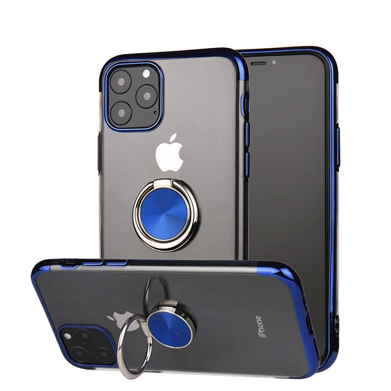 

Iphone 13promax Round Electroplated Ring Buckle Mobile Phone Case For Iphone 11 Soft Silicone Car Magnetic Suction Case