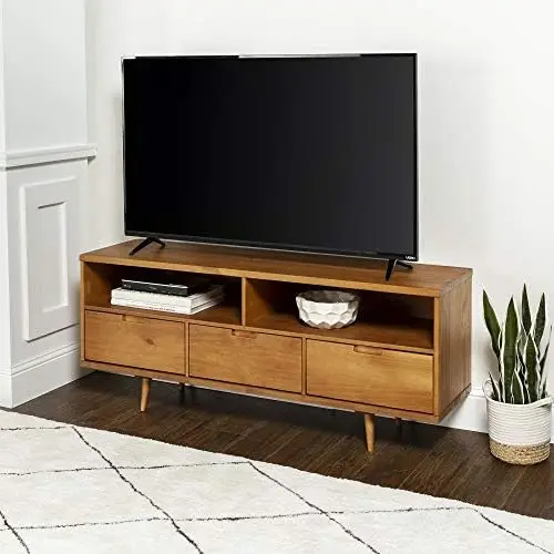 

Mid Century Modern Wood TV Stand for TV's up to 65" Flat Screen Cabinet Door Living Room Storage Entertainment Center, 5 Filing