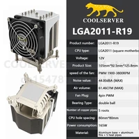 coolserver r19 cpu server cooler 5 heatpipes tdp 165w radiator with 4pin pwm silent cooling fan for intel lga 2011square motherb