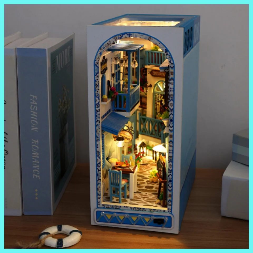 

Diy деревянная книга Nook Cyberpunk Future World, миниатюрные строительные наборы, книжная полка в сборе, книжный конец, ручная работа, кукольный дом, Декор, подарок