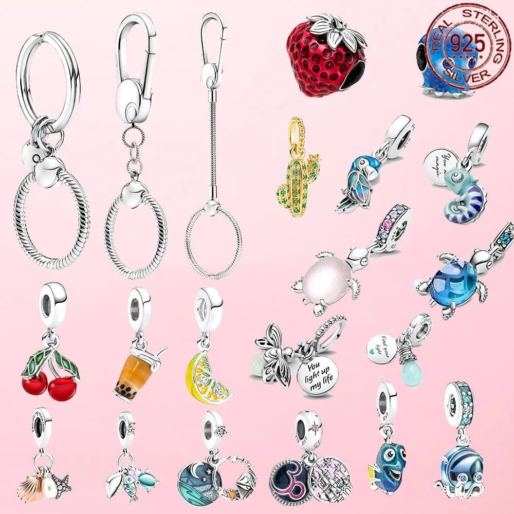 

925 Sterling Silver Charm Pendants Chameleon Charm fit Original Bracelet Keychain Necklace Making for Women Gift