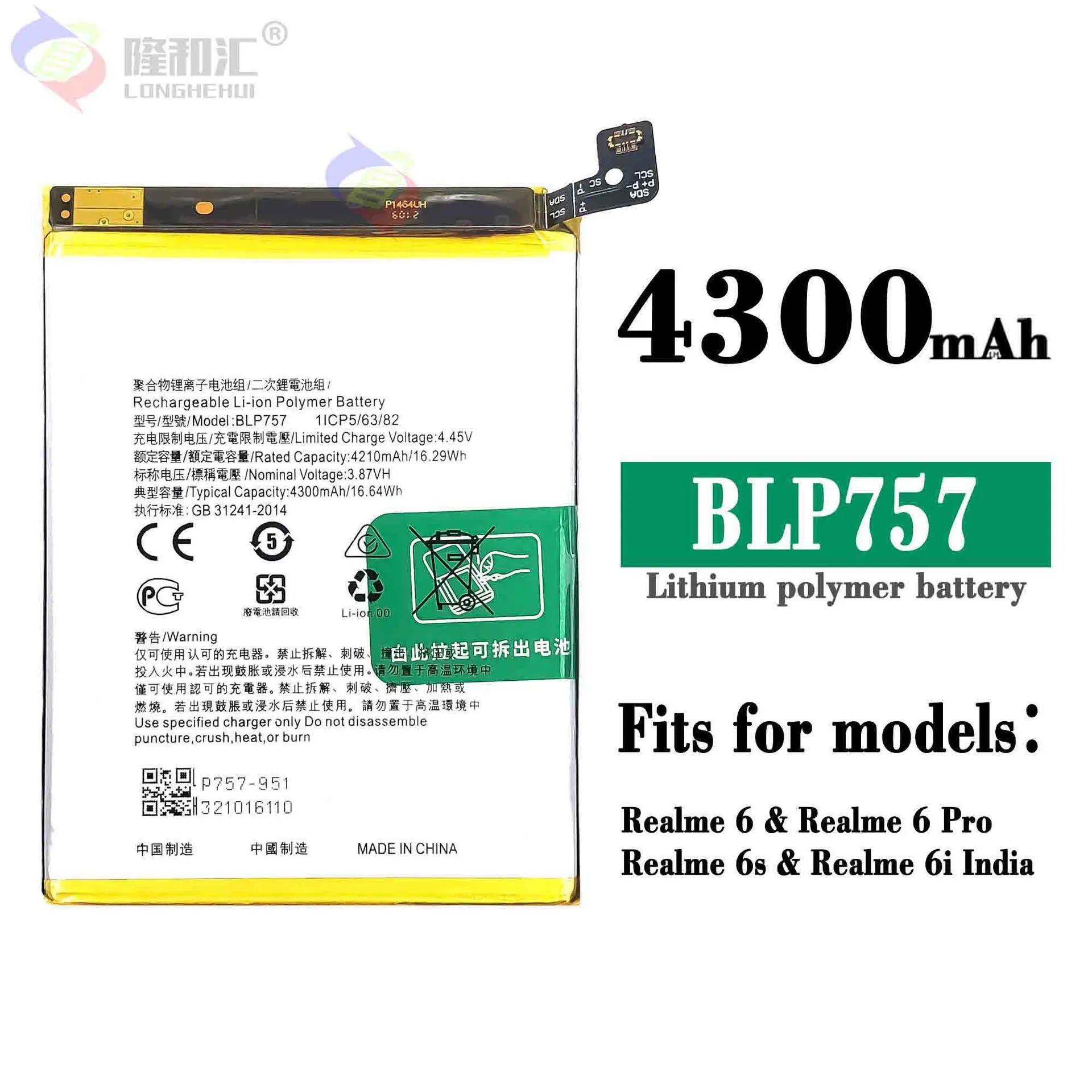 Original Phone Battery BLP757 for Oppo Realme 6 RMX2001 6S 6Pro RMX2061 Pro Replacement Rechargable Batteries 4300mAh