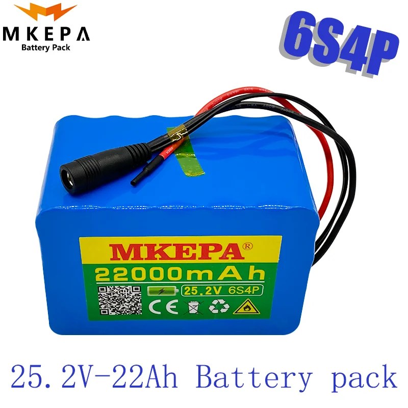 

6s4p 24V 22Ah 18650 Battery Pack Lithium Ion Battery 25.2V 22000mAh Bicycle Moped Power Tools Battery pack with BMS