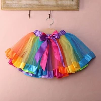 1 8 years old cute dancewear girls handmade tulle pettiskirt rainbow mini dress