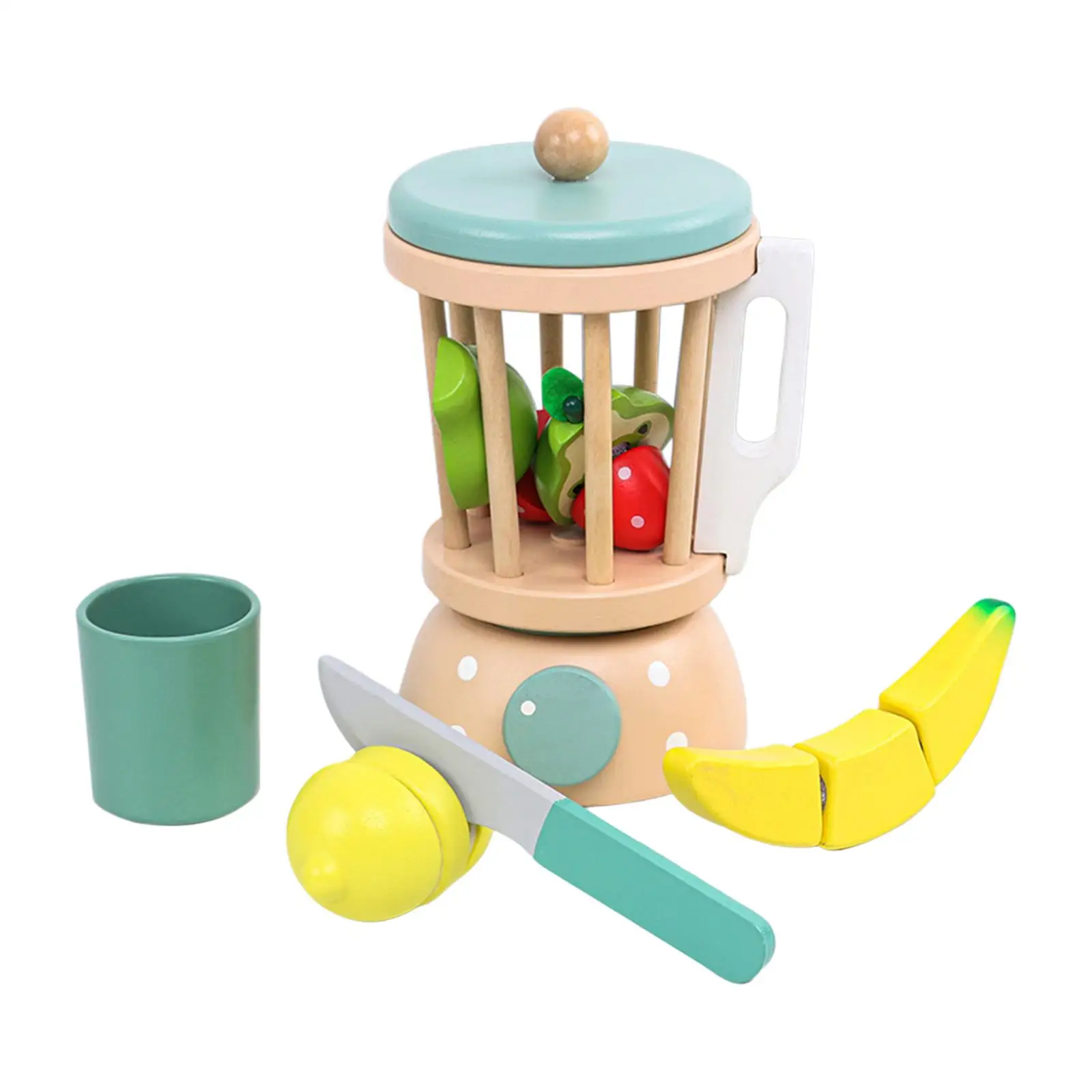 

Wooden Smoothie Set Simulation Educational Toys Interactive for Toddlers