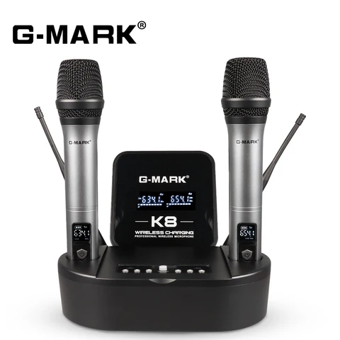 Беспроводной микрофон G-MARK K8 UHF, микрофон для караоке с литиевым аккумулятором, приемник, работа 5 часов, для сцены, для церкви, школы