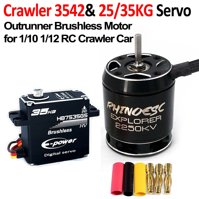 

EXPLORER 3542 Outrunner Brushless Motor w/ 25KG 35KG Servo for 1/10 RC Crawler Car Axial SCX10 Traxxas TRX-4 TRX-6 Wltoys