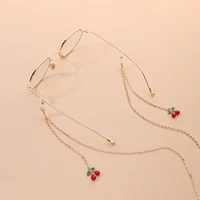 fashion jewelry red cherry pendant eyewear chain fashion metal chain eyewear accessories mask chain