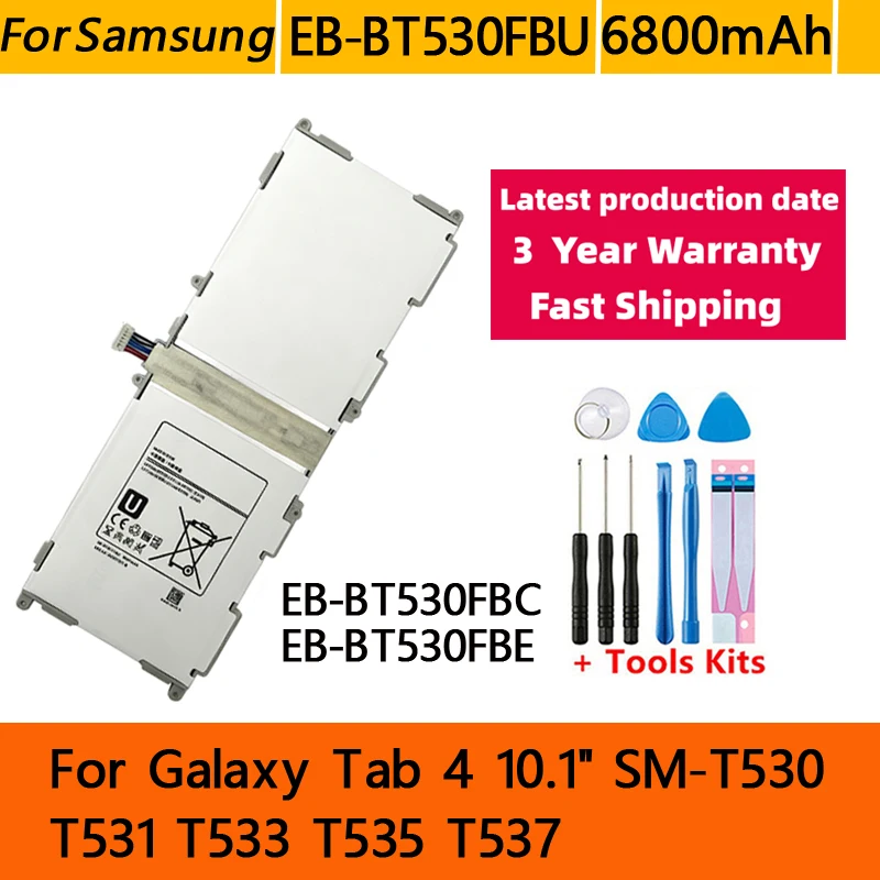 Фото Аккумулятор для планшета 6800 мАч EB-BT530FBC EB-BT530FBU EB-BT530FBE для Samsung Galaxy Tab 4 10.1 SM-T530 T533 T531 T535 T537 №1