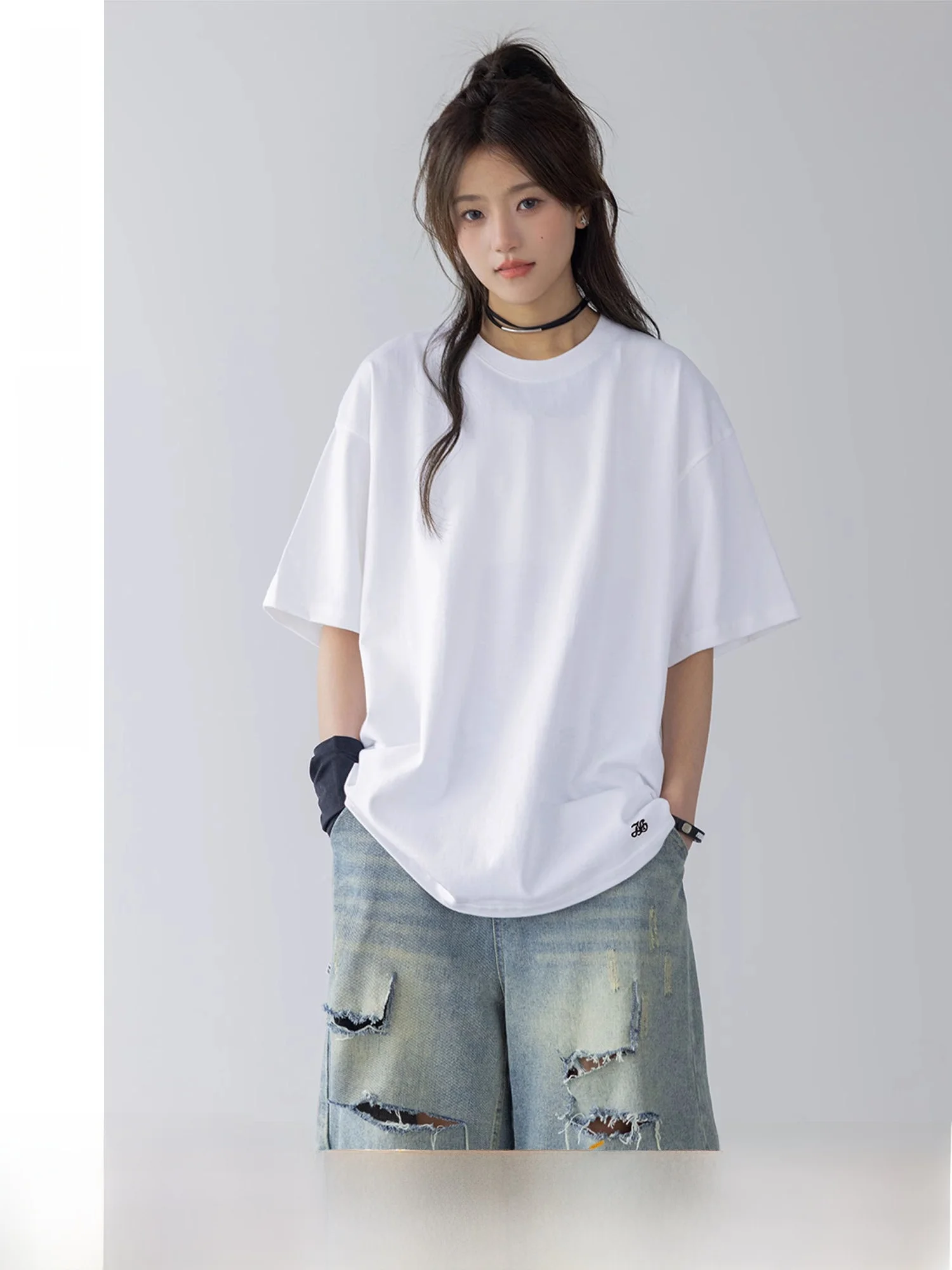 Белая женская футболка 2024 новинка Sle Cold Series высококачественный чистый круглый