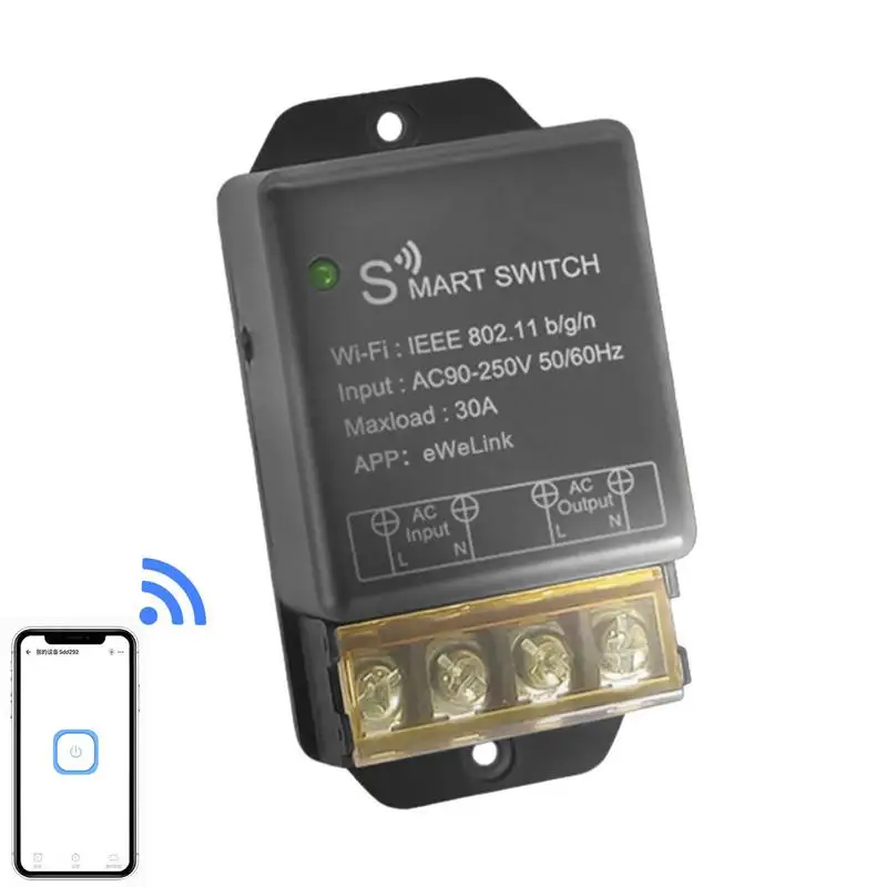 

Wifi Relay Switch Wireless Remote Control Switch Module 30A Two Modes Wifi Relay Module Voice Controller For High-power Electric