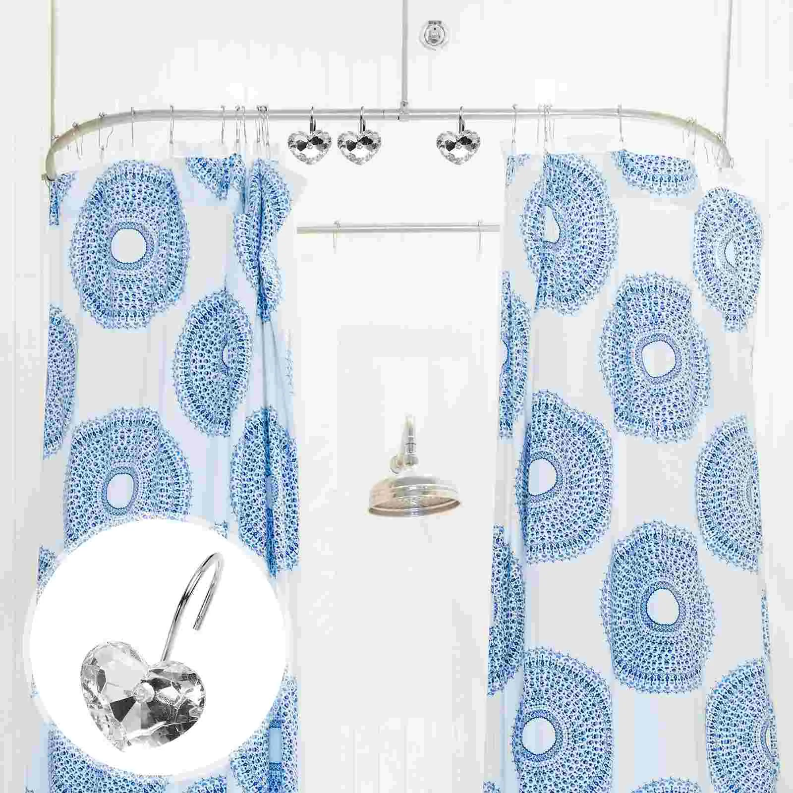 

12pcs Creative Rhinestone Shower Curtain Hooks Bathroom Curtain Hanging Hangers